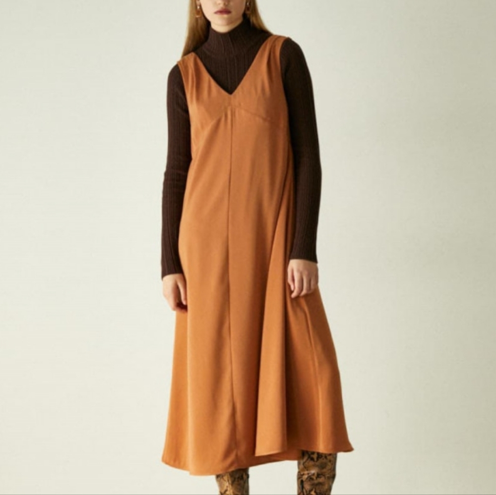 Moussy Drape Swing Trapeze Dress Sleeveless Upsized Oversized Tan Size 1